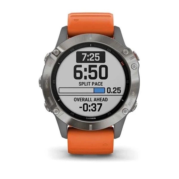 Garmin Fenix 6 Ti Sapphire GPS Watch Sapphire Grey Orange - Image 2