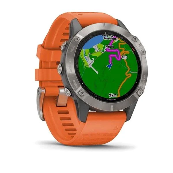 Garmin Fenix 6 Ti Sapphire GPS Watch Sapphire Grey Orange - Image 3