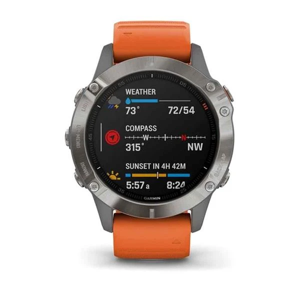Garmin Fenix 6 Ti Sapphire GPS Watch Sapphire Grey Orange - Image 4