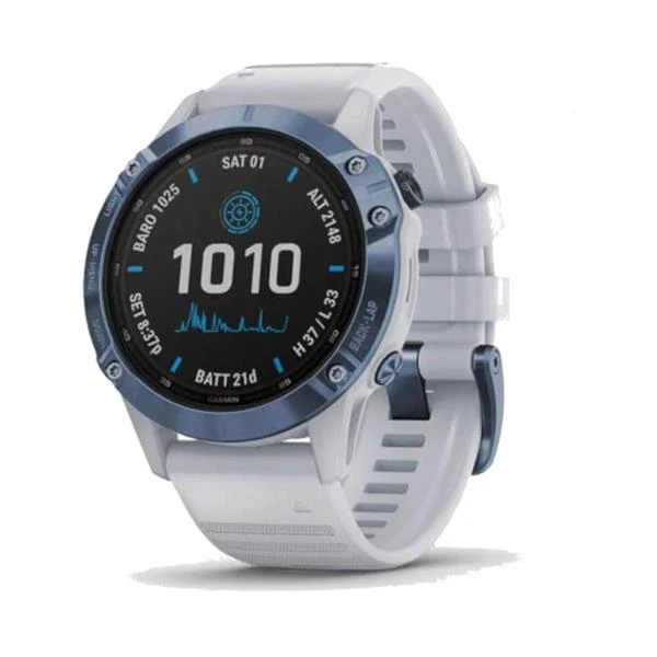 Garmin Fenix 6 Pro Solar GPS Watch Blue - White