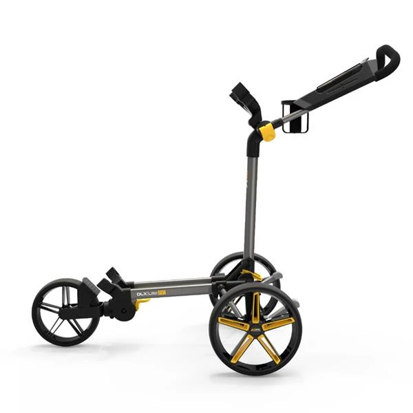 PowaKaddy DLX-Lite FF Push Cart Gunmetal Yellow - Image 6