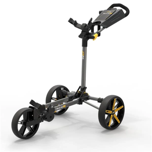 PowaKaddy DLX-Lite FF Push Cart Gunmetal Yellow