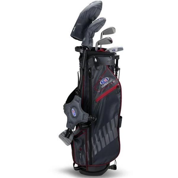 Junior 60" 5 Club Stand Set Right Hand Grey - Maroon - Image 2