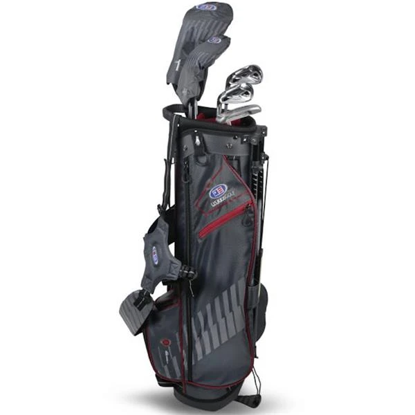 Junior 60" 5 Club Stand Set Left Hand Grey - Maroon - Image 2